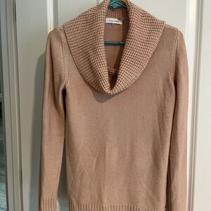 Calvin Klein Women's Cowl Neck Sweater in Beige